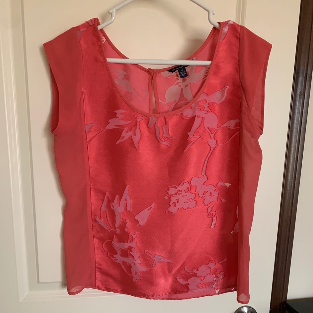 Coral Pink satin blouse. Barely worn